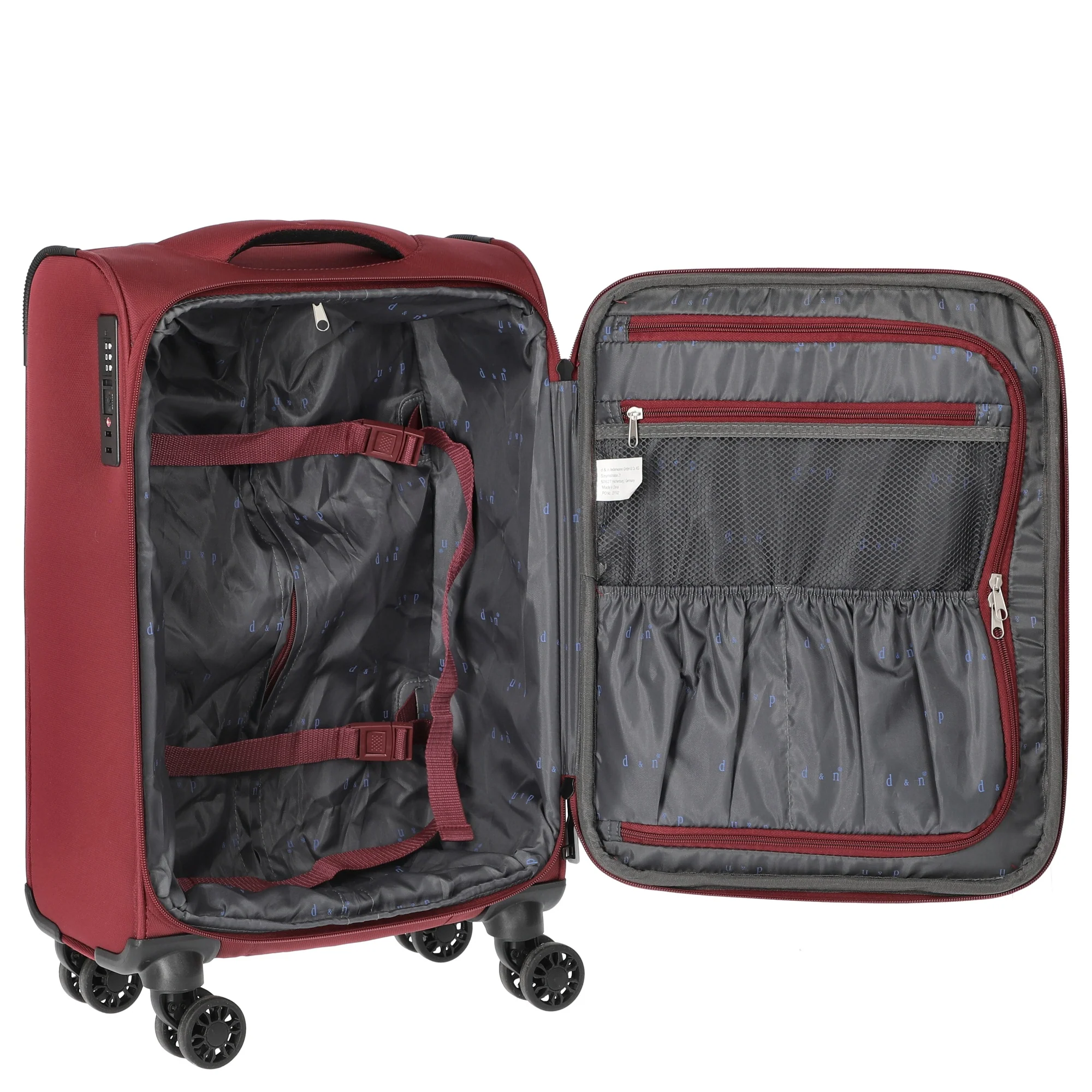 D&N Travel Line 9504 - 4-Rollen-Kabinentrolley S 55 cm (dark red) - Image 6