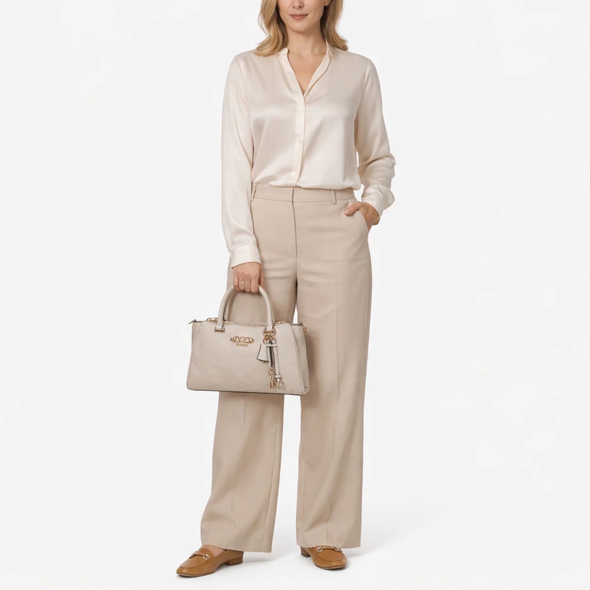 Guess Anise Triple Comp Satchel - Henkeltasche 30.5 cm (stone logo) - Image 7