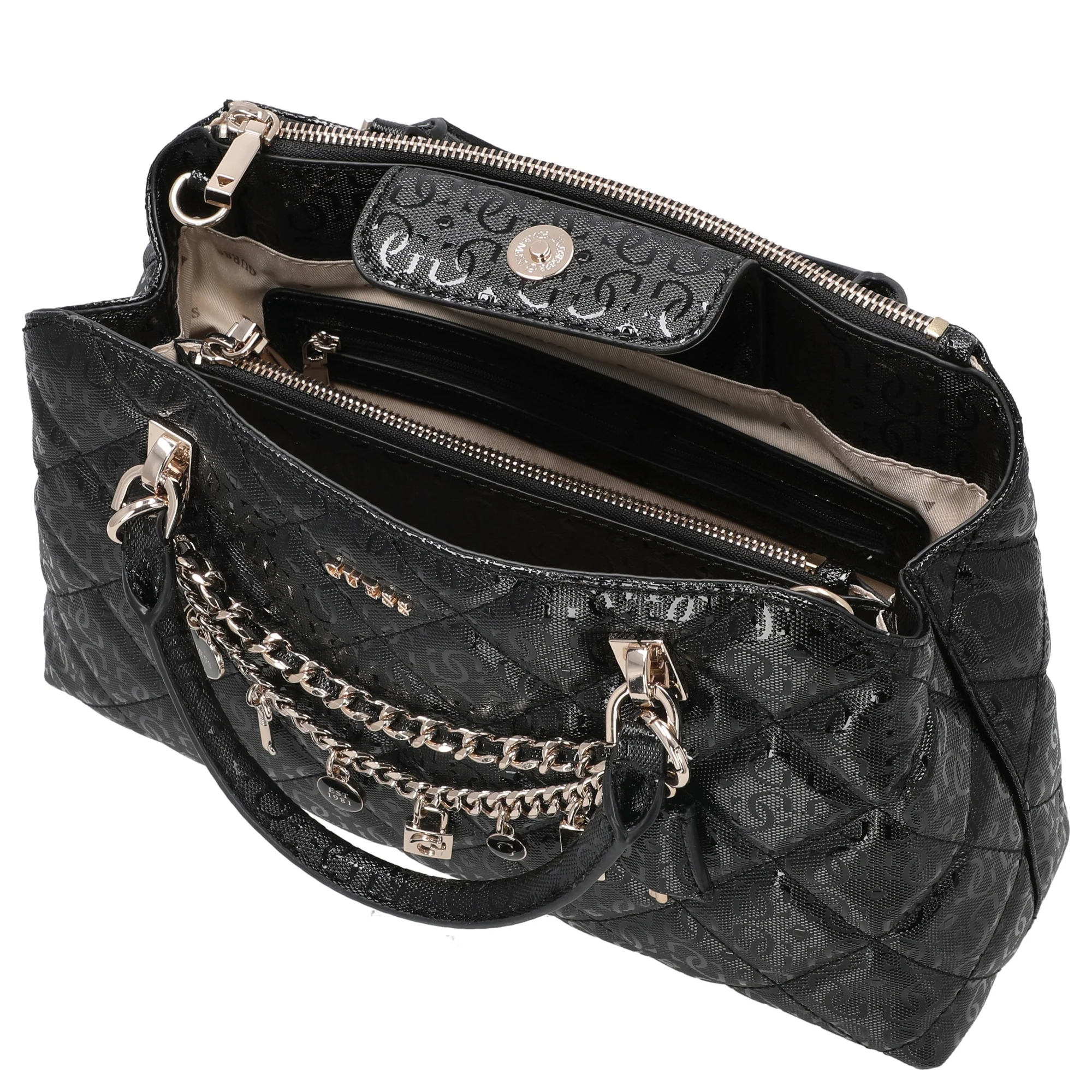 Guess Libby 2 Comp Satchel - Henkeltasche 30 cm (black) - Image 6