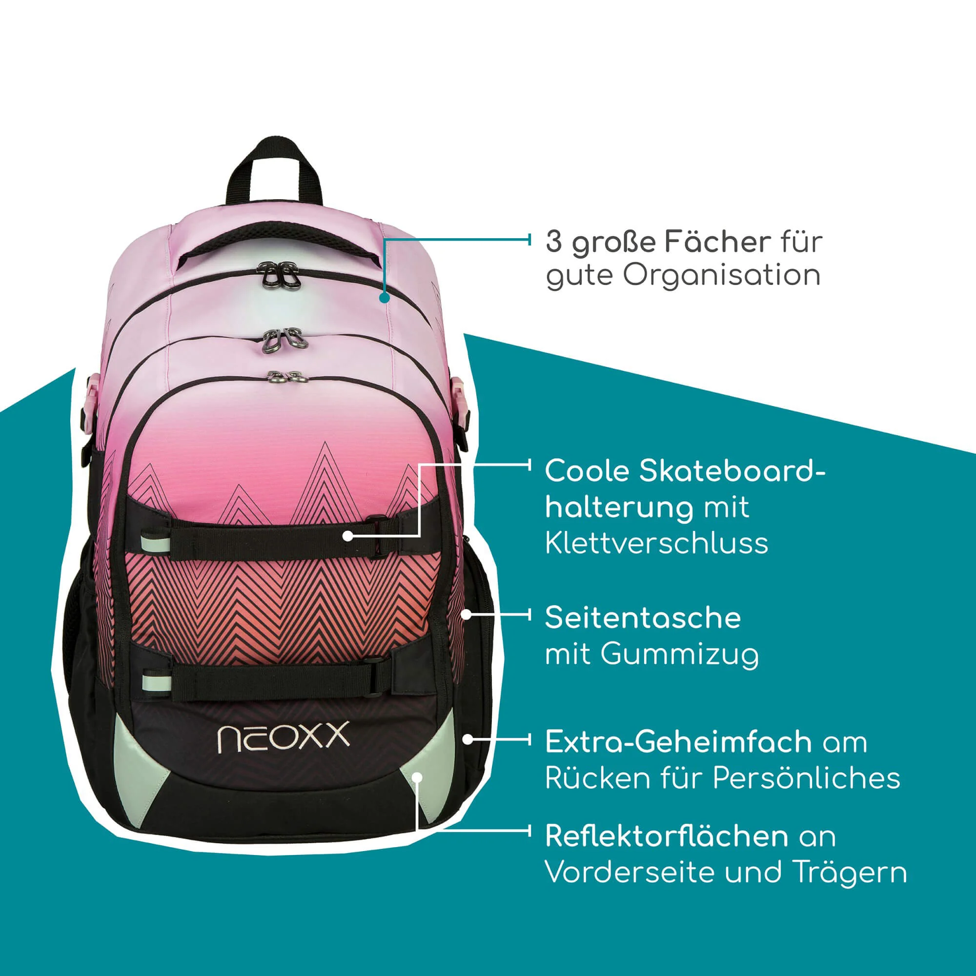 Neoxx ACTIVE PRO - Schulrucksack 45.5 cm (Sweet like sunset) - Image 9